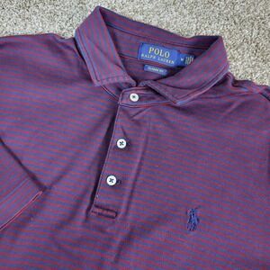 Polo Ralph Lauren Classic Fit Mens Medium Red Blue Striped Stretch Knit SS